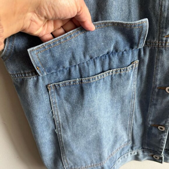 Unbranded Men Sleeveless Denim With Collar Safari Jeans Vest Blue Size XXL - Picture 6 of 8